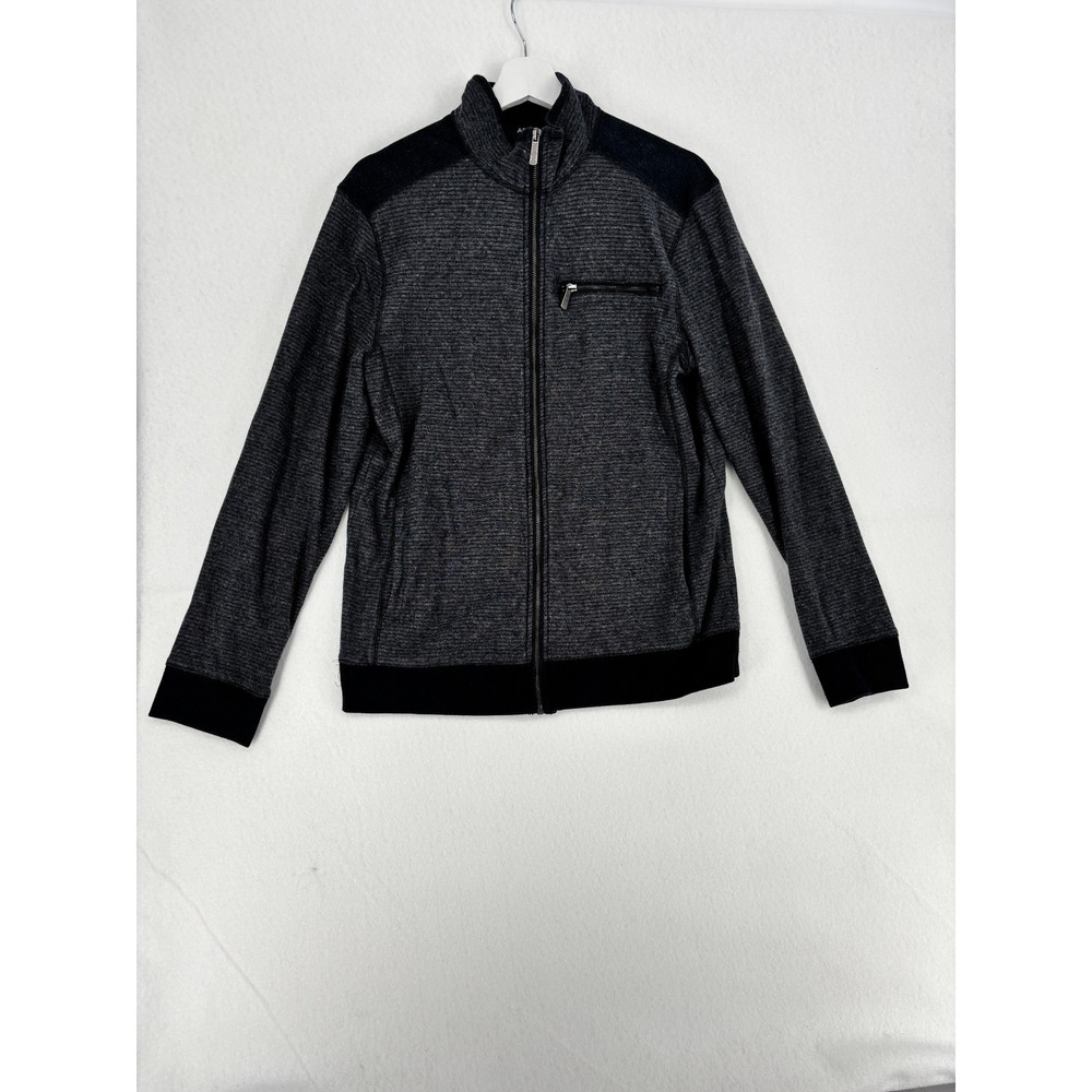 APT 9 Mens Gray Striped Full Zip Mock Neck Jacket Size‎ Medium